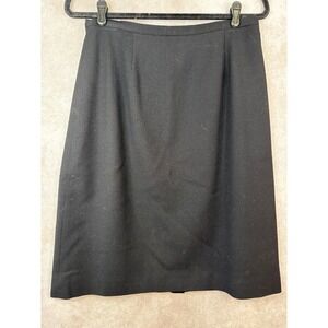 Preston & York Pencil Skirt Women Size 12 Black 100% Wool Zip Back Lined